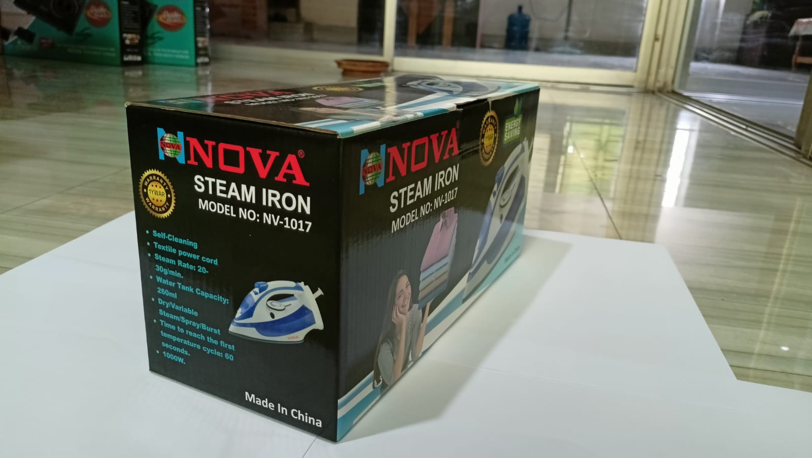 NOVA Steam Iron NV-1017 – 1000W Powerful Steam & Ceramic Plate Iron