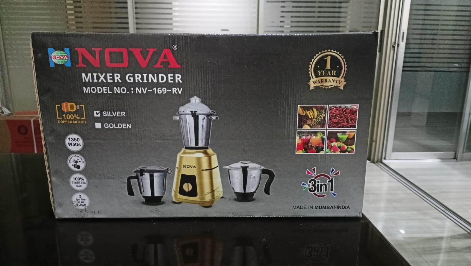 NOVA Mixer Grinder NV-169-RV  ।। 1350W 3-in-1 Premium Silver Heavy Duty Blender