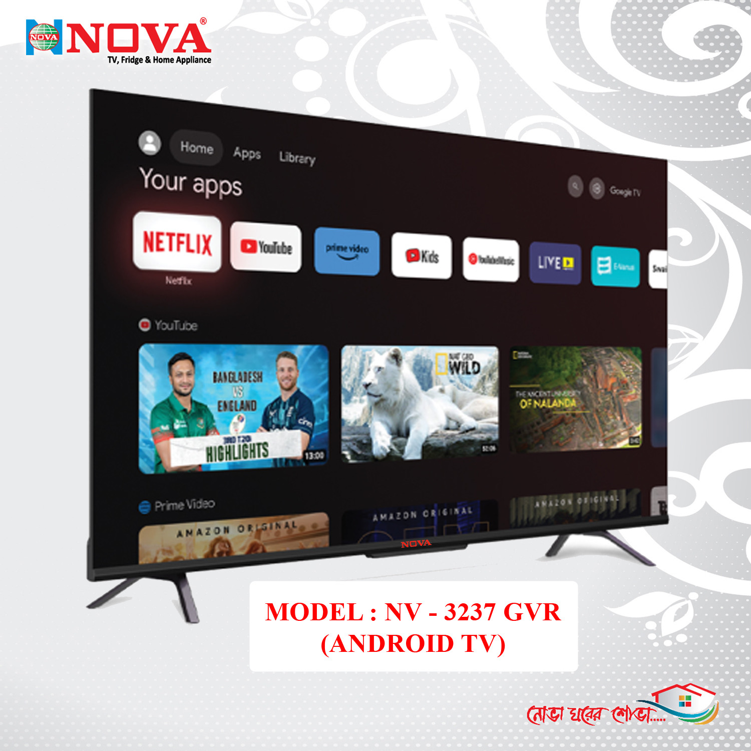 NOVA 32" Android LED TV  NV – 3237 GVR Voice Control