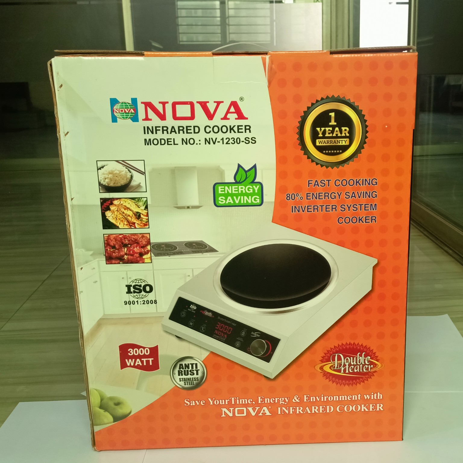 NOVA Infrared Cooker | NV-1230-SS | 3000W Double Heater |  Inverter Friendly | Touch & Knob Control