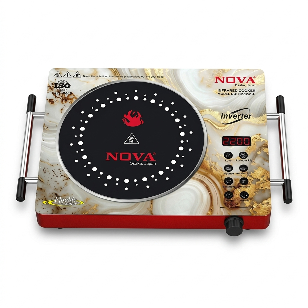 NOVA Infrared Cooker | NV-1241-L |  2200W Double Heater | Inverter Friendly | Touch & Knob Control