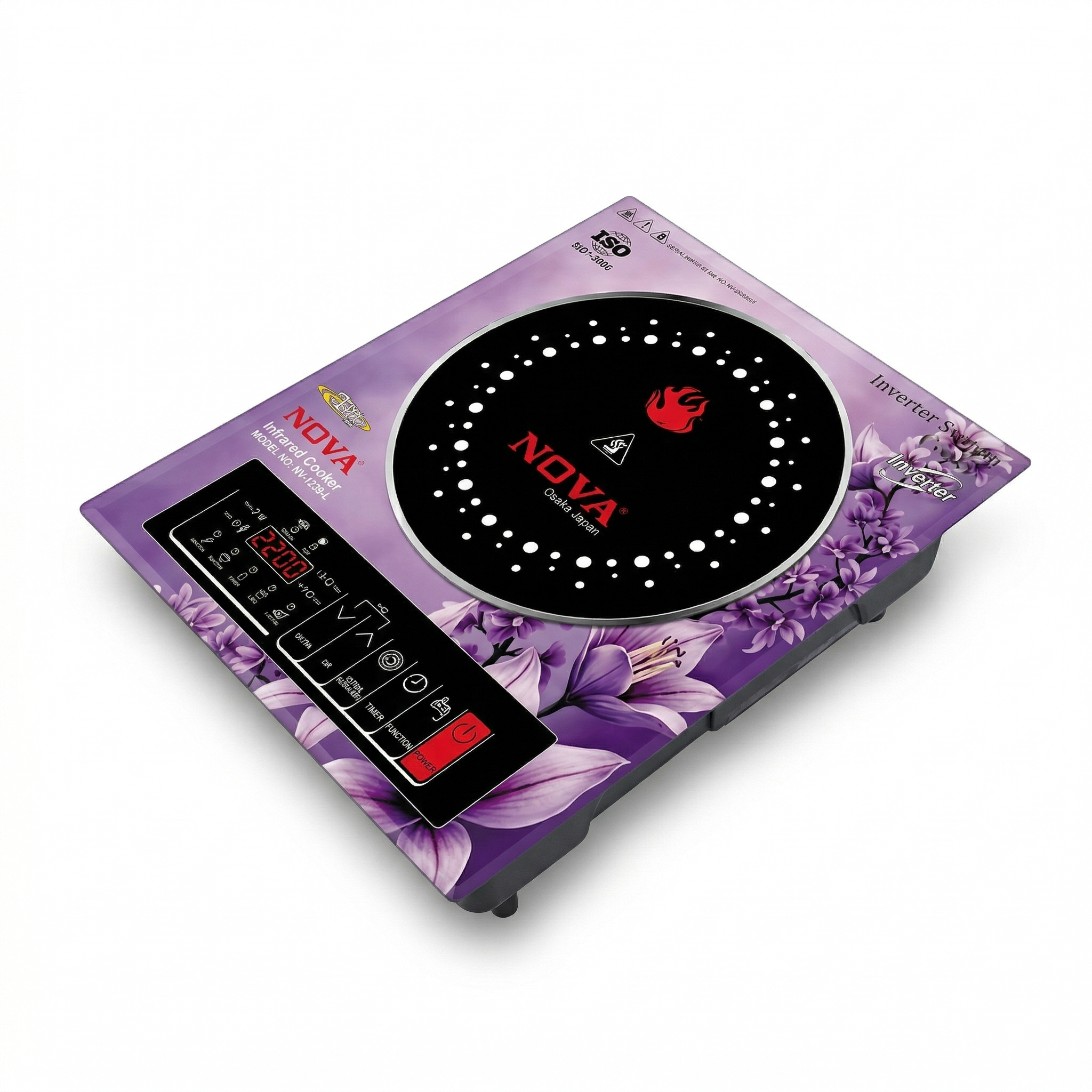 NOVA Infrared Cooker NV-1239-L | 2200W Double Heater  | Inverter Friendly | Touch & Knob Control