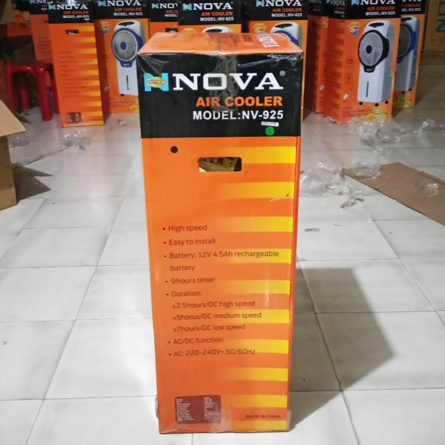 NOVA Air Cooler NV-925 | Rechargeable | AC/DC + Solar Support | 12V Battery