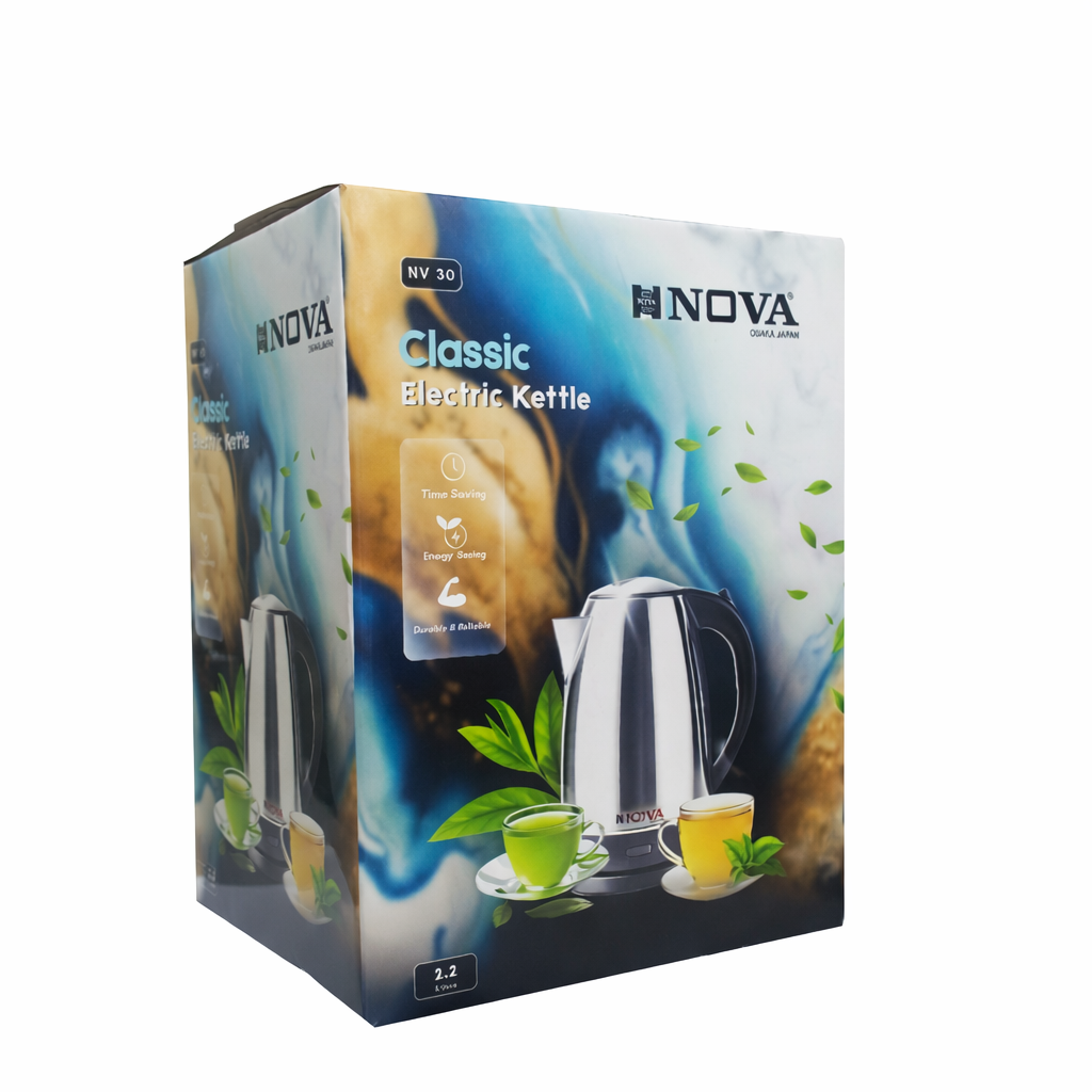 NOVA Electric Kettle NV-30K – 2.2L Stainless Steel Fast Boil Kettle